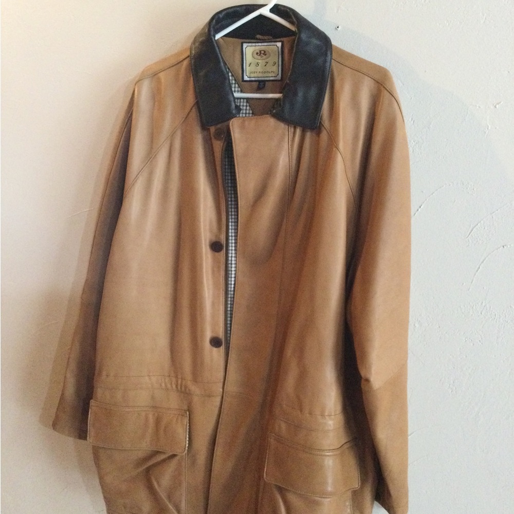 Mens Joey Rodolfo Mid length Leather Jacket Large